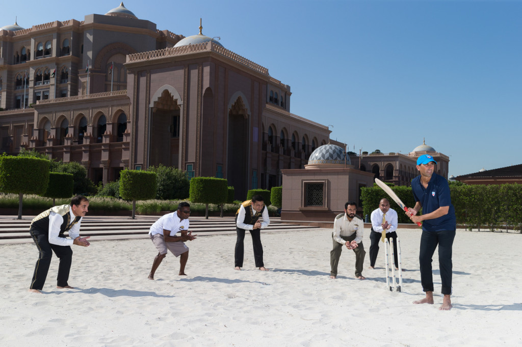 Cricket Legend Younis Khan Bats with Emirates Palace Staff (1)