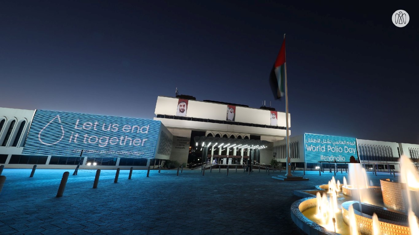 Abu Dhabi’s Iconic Landmarks Lit Up With World Polio Day Logo