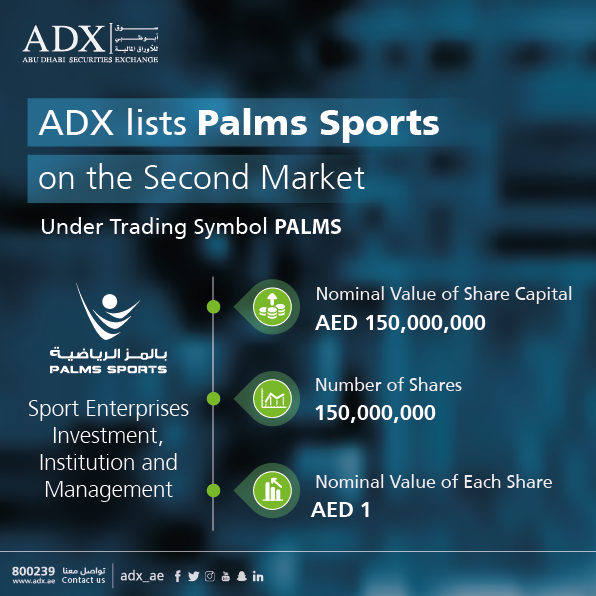 Abu Dhabi Securities Exchange (ADX) Announces Listing Palms Sports On Its Second Market