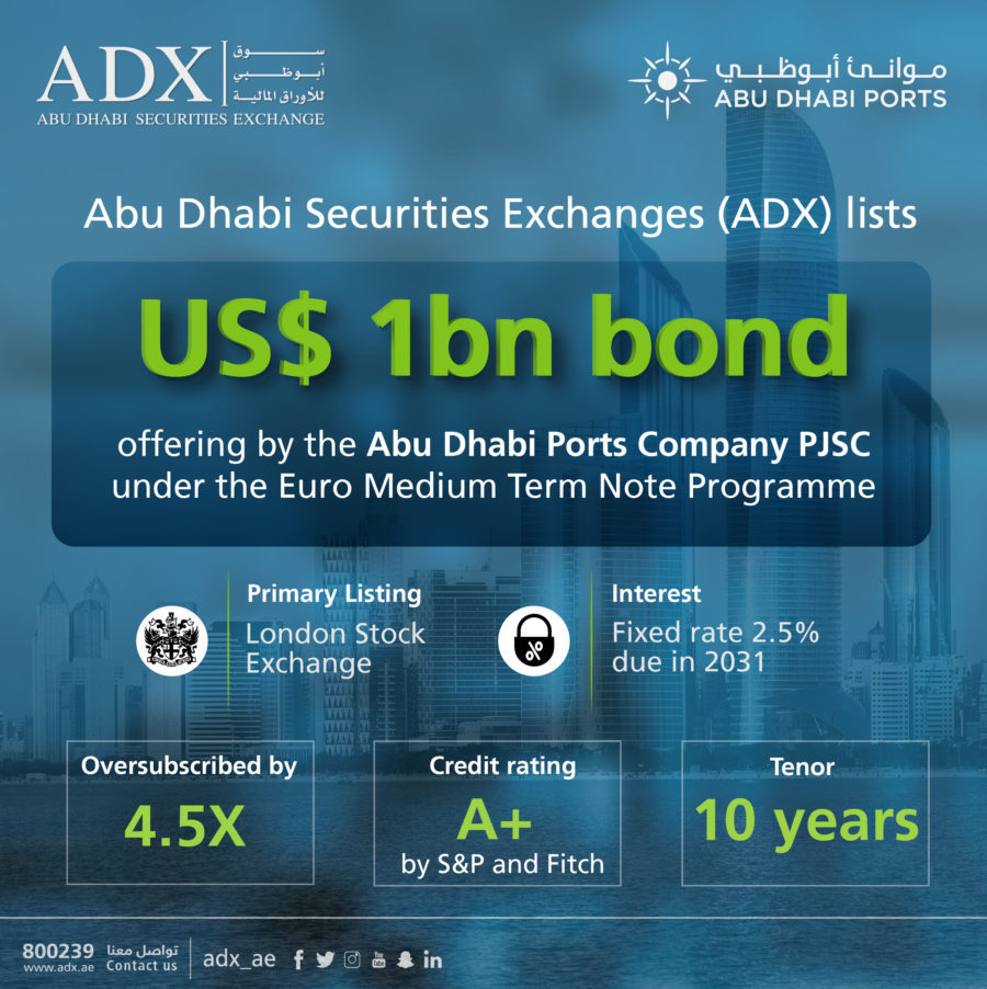 Abu Dhabi Securities Exchange (ADX) Lists US$1 Billion Bonds Issued By Abu Dhabi Ports Bonds