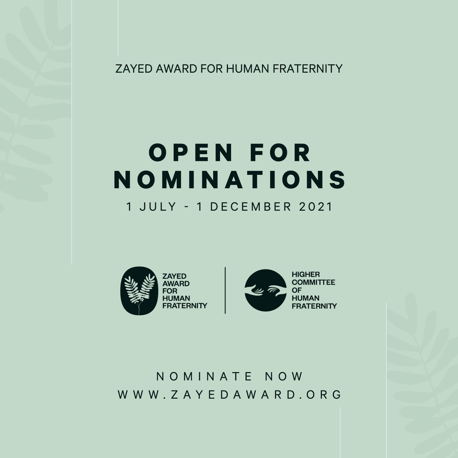 Nominations Open For 2022 Zayed Award For Human Fraternity