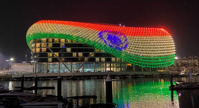 Yas Island Celebrates India’s 75th Independence Day As W Abu Dhabi – Yas Island And Etihad Arena Light Up
