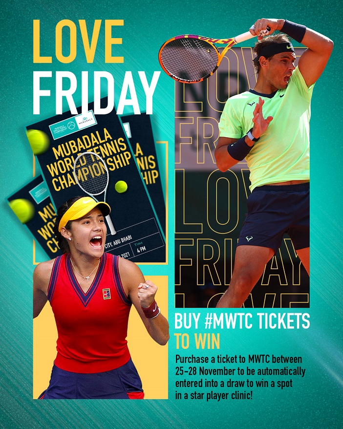 Love Friday Is Back! Buy Mubadala World Tennis Championship Tickets This Weekend And You Could Win A Spot In A Star Player Clinic
