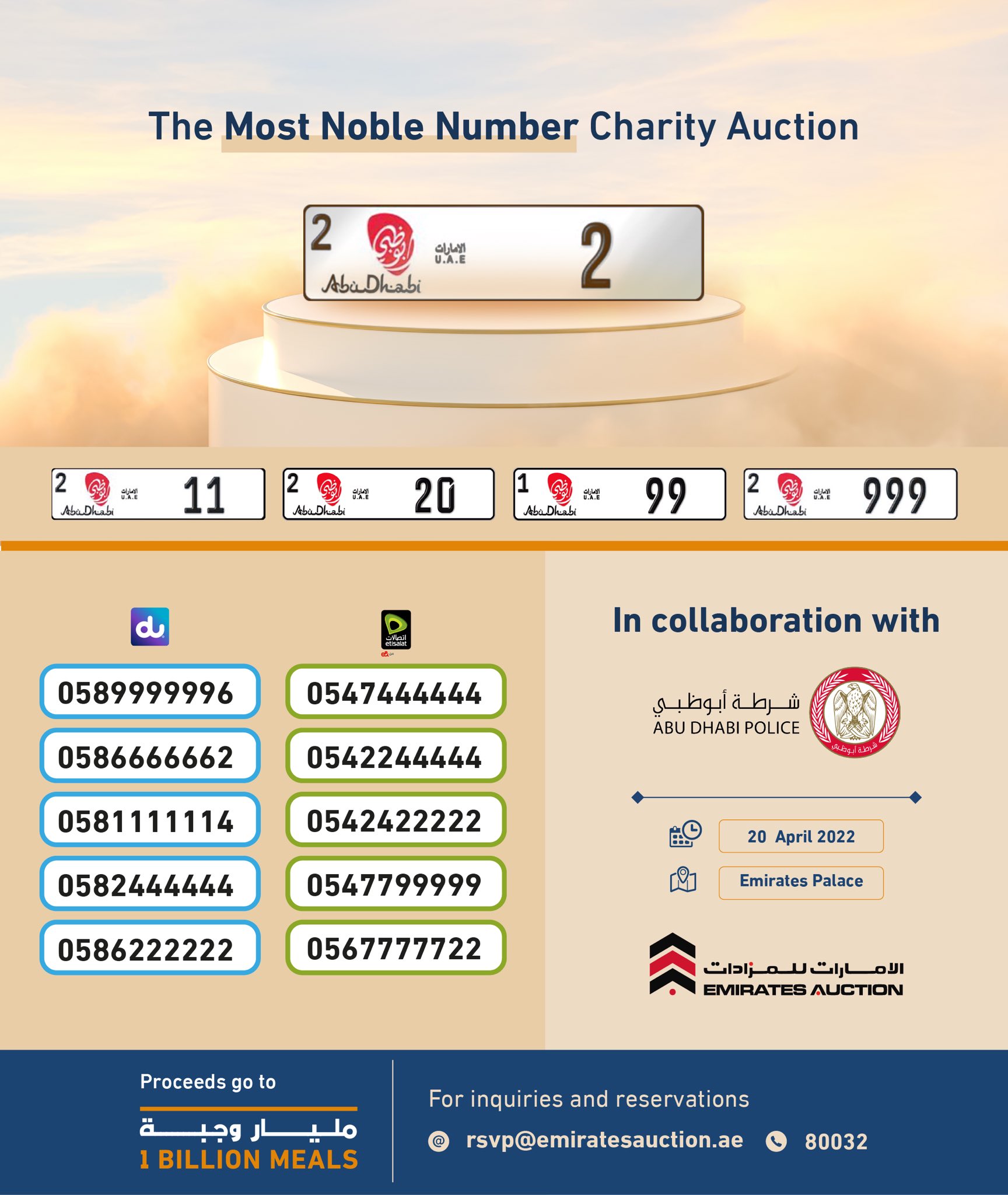 Second ‘Most Noble Numbers’ Charity Auction To Open Tomorrow In Abu Dhabi