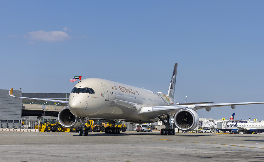 Etihad Airways ‘Sustainable50’ A350 Makes Inaugural Flight To New York