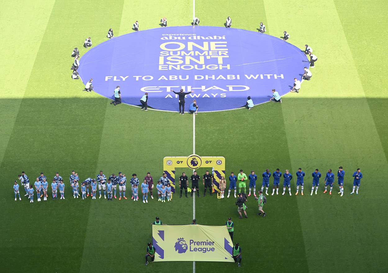 Manchester City players in starting line-up for Etihad at Zayed International Airport