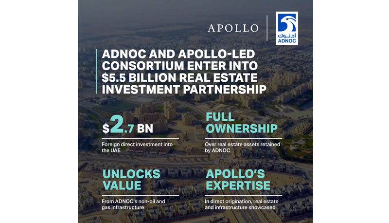 ADNOC And Apollo-Led Consortium Enter Into $5.5 Billion Real Estate Investment Partnership