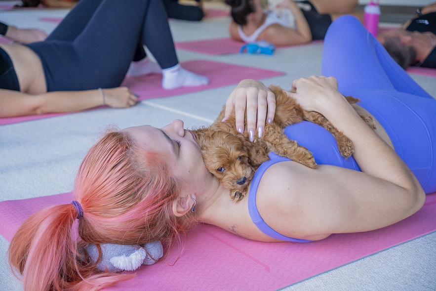 Saadiyat Island Hosted Abu Dhabi’s First Puppy Yoga Event And Here’s How It Went