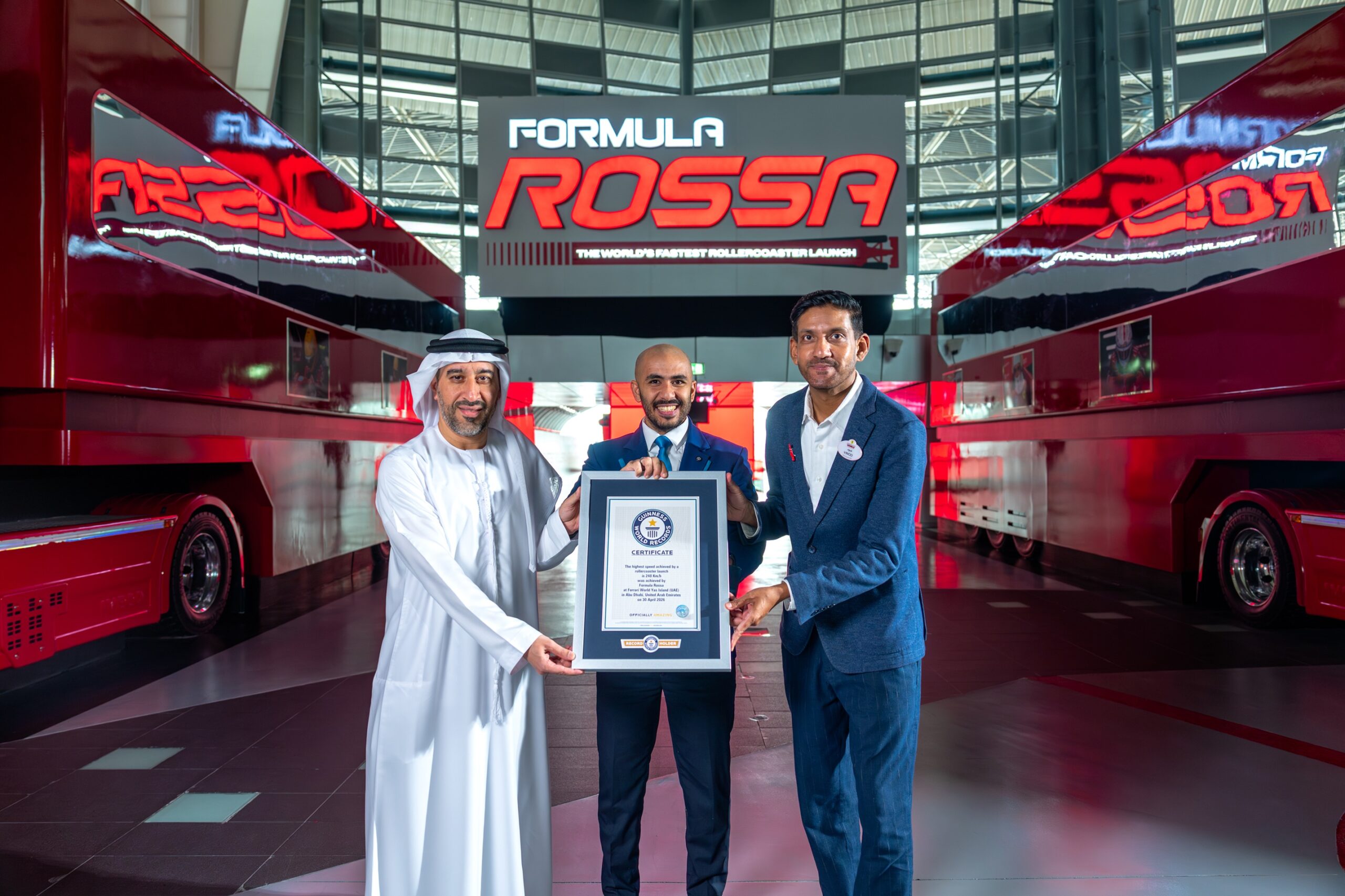 Ferrari World Yas Island, Abu Dhabi’s Formula Rossa Achieves Guinness World Records™ Title For Fastest Rollercoaster Launch